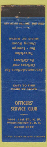 Matchbook Cover - Officers' Service Club Washington DC WEAr