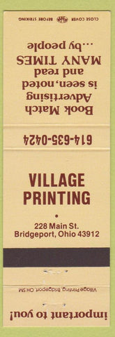 Matchbook Cover - Village Printing Matchbooks Bridgeport OH