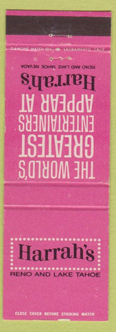 Matchbook Cover - Harrah's Casino Reno NV Sammy Davis Jr Robert Goulet