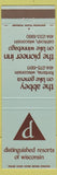 Matchbook Cover - Abbey Lake Geneva Fontana WI Pioneer Inn Oshkosh WI