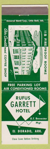 Matchbook Cover - Rufus Garrett Hotel El Dorado AR