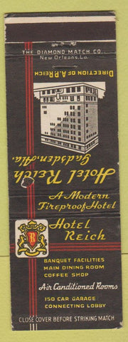 Matchbook Cover - Hotel Reich Gadsden AL