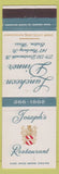 Matchbook Cover - Joseph's Restaurant Boston MA