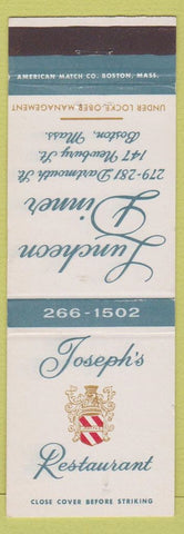 Matchbook Cover - Joseph's Restaurant Boston MA