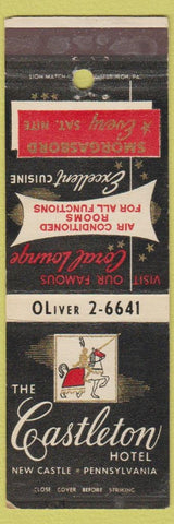 Matchbook Cover - Castleton Hotel New Castle PA