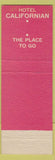 Matchbook Cover - Hotel Californian Fresno CA