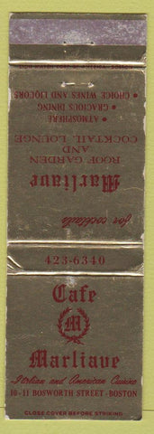 Matchbook Cover - Cafe Marliave Boston MA Italian WEAR