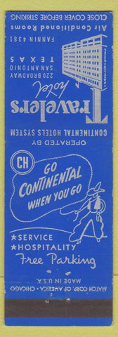 Matchbook Cover - Travelers Hotel San Antonio TX