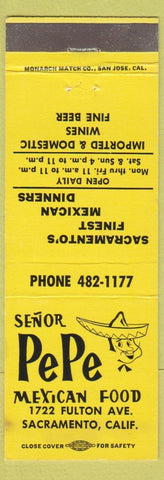 Matchbook Cover - Senor Pepe Mexican Food Sacramento CA