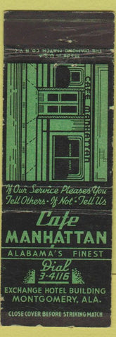 Matchbook Cover - Cafe Manhattan Montgomery AL