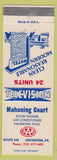 Matchbook Cover - Mahoning Court Lehighton PA