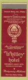 Matchbook Cover - Whitley Hotel Montgomery AL CREASE