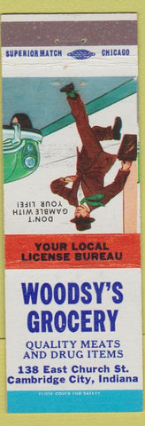 Matchbook Cover - Woodsy's Grocery Cambridge City IN