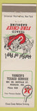 Matchbook Cover - Yarger's Texaco oil gas Warsaw IN low phone #