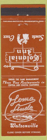 Matchbook Cover - Colonial Inn Santa Cruz CA Watsonville
