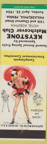 Matchbook Cover - Keystone Match Club Philadelphia PA 1954 pinup