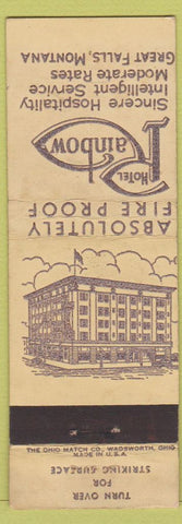 Matchbook Cover - Hotel Rainbow Great Falls MT