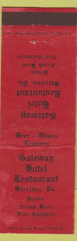 Matchbook Cover - Gateway Hotel Restaurant Steelton PA WEAR