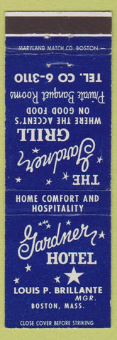 Matchbook Cover - Gardner Hotel Boston MA