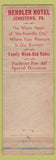 Matchbook Cover - Hendler Hotel Johnstown PA WORN