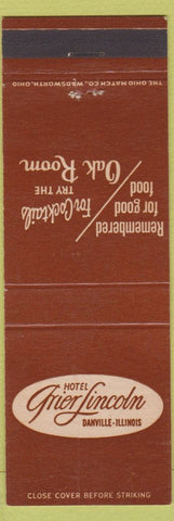 Matchbook Cover - Hotel Grier Lincoln Danville IL