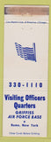 Matchbook Cover - Visiting Officers Quarters Griffiss Air Force Base Rome NY