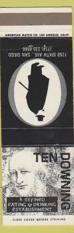 Matchbook Cover - Ten Downing San Diego CA