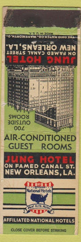 Matchbook Cover - Jung Hotel New Orleans LA WORN