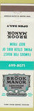 Matchbook Cover - Brook Manor Restaurant North Attleboro MA