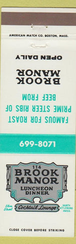 Matchbook Cover - Brook Manor Restaurant North Attleboro MA