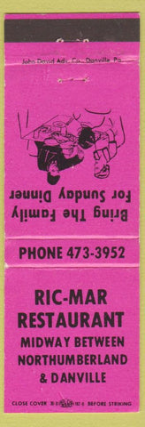 Matchbook Cover - Ric Mar Restaurant Danville PA Northumberland