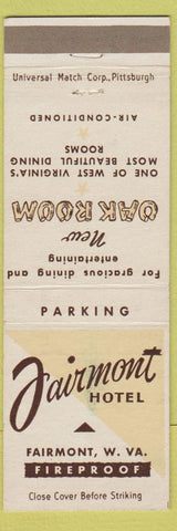 Matchbook Cover - Fairmont Hotel Fairmont WV Oak Room