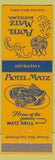 Matchbook Cover - Hotel Matz Bluefield WV