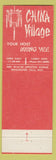 Matchbook Cover - China Village Menomonee Falls WI