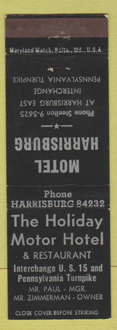 Matchbook Cover - Hotel Harrisburg PA Holiday Motor Hotel