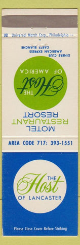 Matchbook Cover - The Host Motel Lancaster PA