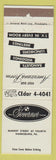 Matchbook Cover - Governor Hotel Harrisburg PA