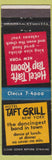 Matchbook Cover - Hotel Taft Grill New York City