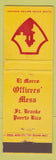 Matchbook Cover - El Morro Officers' Mess Fort Brooke Puerto Rico WORN