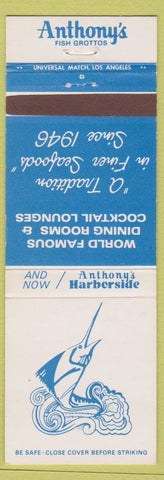 Matchbook Cover Anthony's Fish Grotto San Diego CA LA Jolla La Mesa Chula Vista