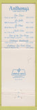 Matchbook Cover Anthony's Fish Grotto San Diego CA LA Jolla La Mesa Chula Vista