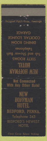 Matchbook Cover - New Hoffman Hotel Bedford PA low phone #
