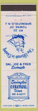 Matchbook Cover - Swingle's Colonial Diner Springfield NJ