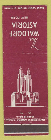 Matchbook Cover - Waldorf Astoria Hotel New York City WEAR