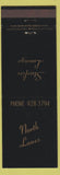 Matchbook Cover - North Lanes Starfire Lounge NO TOWN