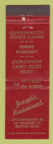 Matchbook Cover - Joseph's Restaurant Boston MA