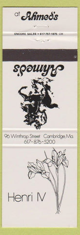 Matchbook Cover - Ahmed's Henri IV Cambridge MA