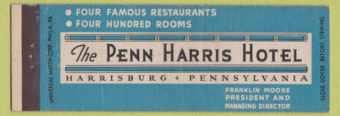 Matchbook Cover - Penn Harris Hotel Harrisburg PA