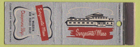 Matchbook Cover - Sergeants' Mess FE Warren Air Force Base Cheyenne WY