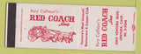 Matchbook Cover - Rory Calhoun's Red Coach Inn Ventura CA